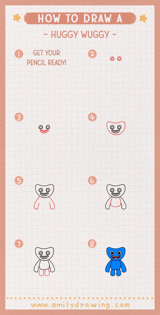 how to draw a huggy wuggy pinterest pin